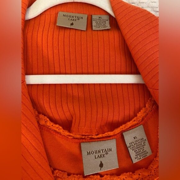 Vintage Mountain Lake Tangerine Orange Ribbed Blazer & Cami Set Size XL - Picture 6 of 6